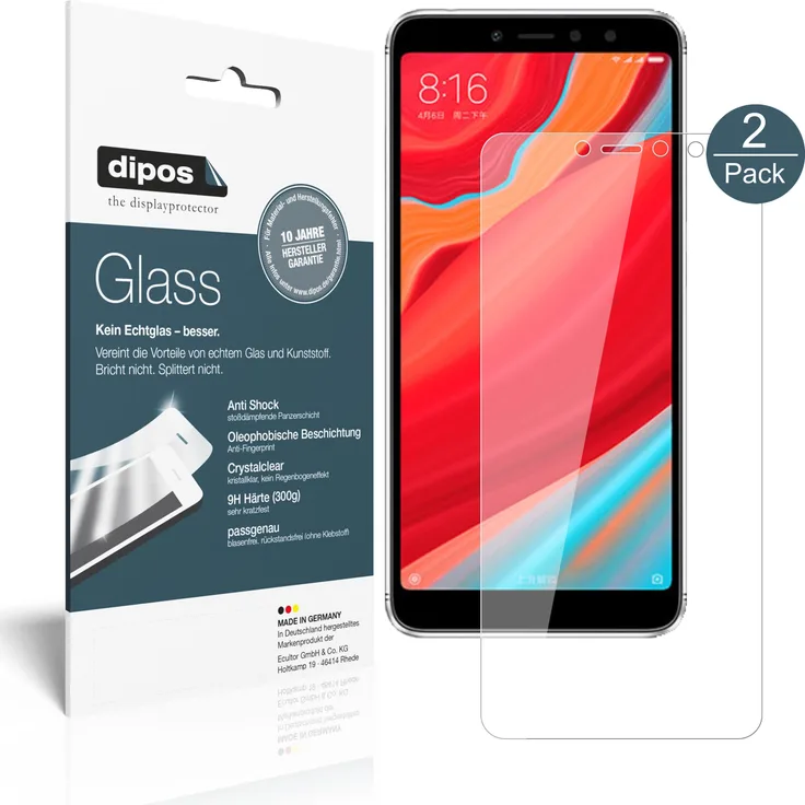 dipos 2x Panzerfolie klar kompatibel mit xiaomi Redmi S2 Schutzfolie 9H Displayschutz-Folie