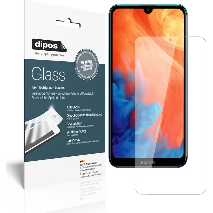 dipos 2x Panzerfolie klar kompatibel mit Huawei Y7 (2019) Schutzfolie 9H Displayschutz-Folie