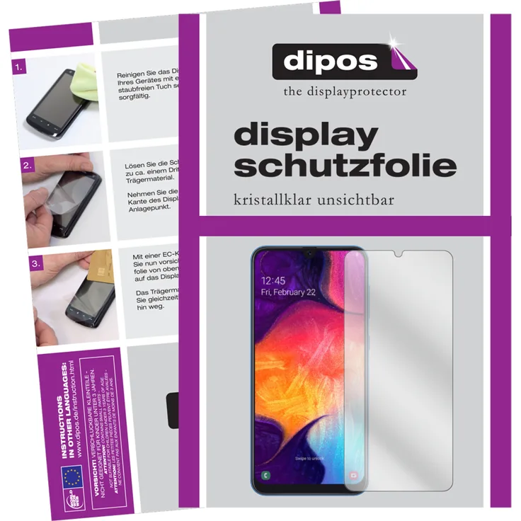 dipos 6x Schutzfolie klar kompatibel mit Samsung Galaxy A40 Folie Displayschutzfolie (bewusst kleiner als das Glas, da dieses gewölbt ist)