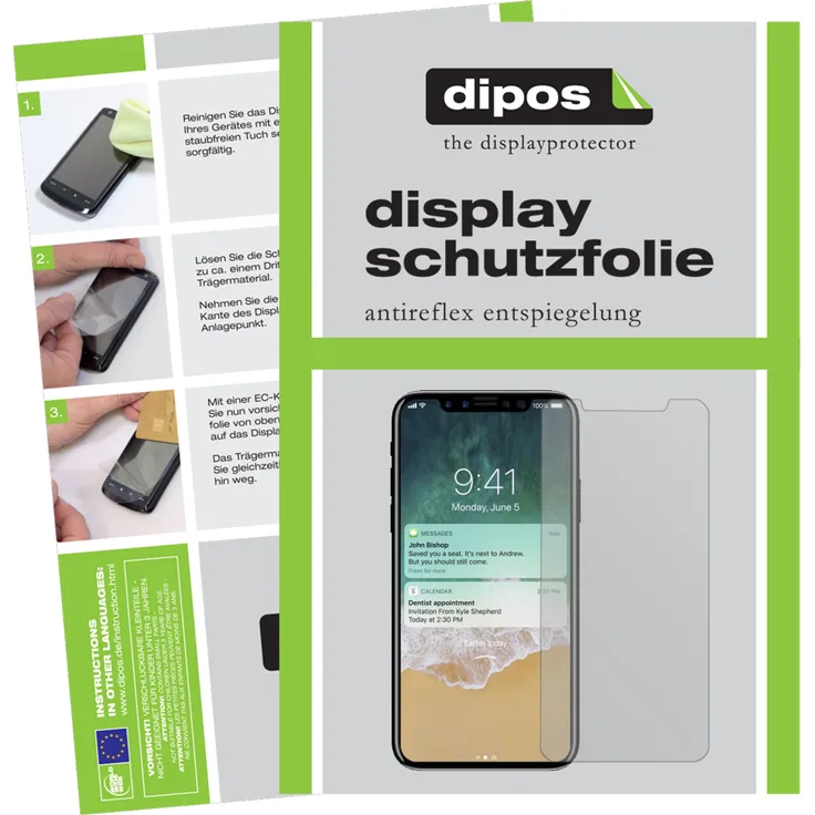 dipos 6x Schutzfolie matt kompatibel mit Apple iPhone x Folie Displayschutzfolie