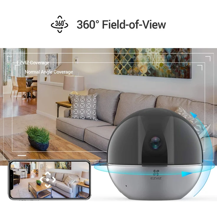 Ezviz C6W ezvc6w 2K+ Überwachungskamera, WLAN IP Kamera mit KI Personenerkennung, Auto Zoom Tracking und Zwei Wege Audio, schwenkbare und neigbare 4 MP Sicherheitskamera für den Innenbereich, schwarz, silber – Bild 3