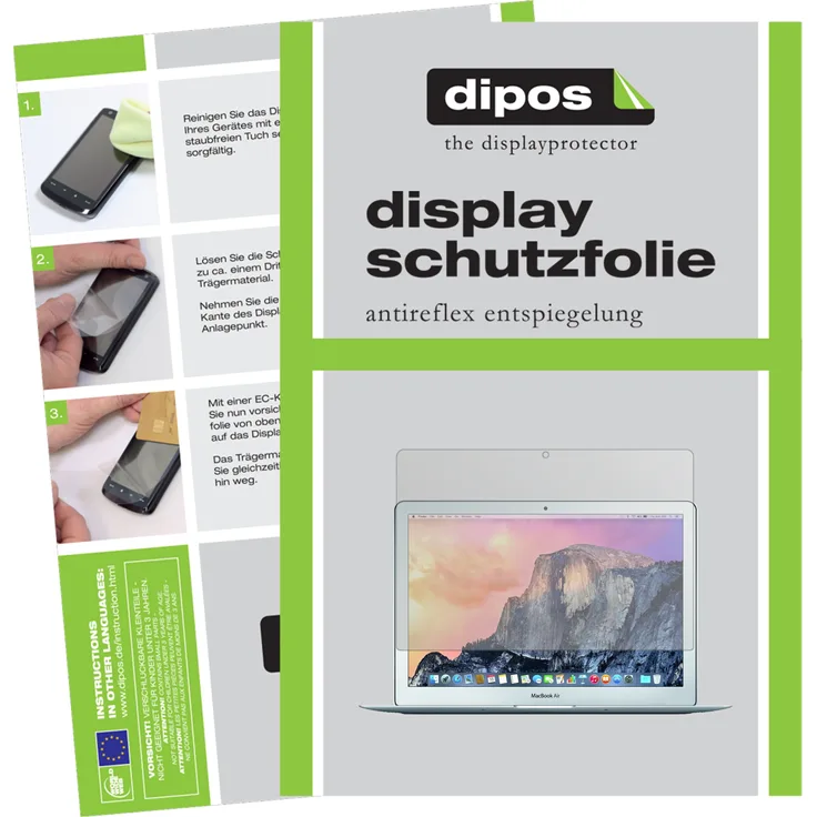 dipos 2x Schutzfolie matt kompatibel mit Apple MacBook Air 13 Zoll 2015 Folie Displayschutzfolie