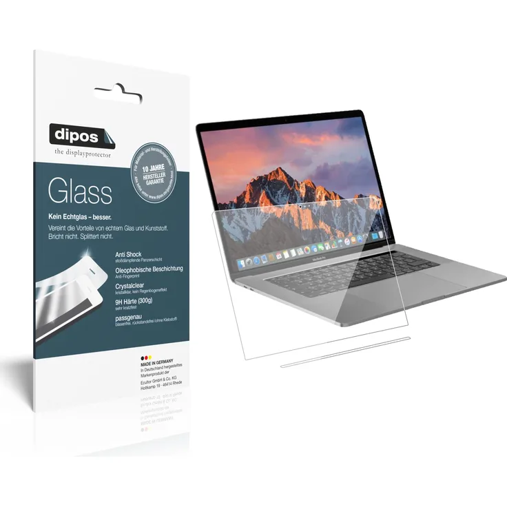 dipos 2x Panzerfolie klar kompatibel mit Apple MacBook Pro 15 Zoll (2019) Touchbar Schutzfolie 9H Displayschutz-Folie