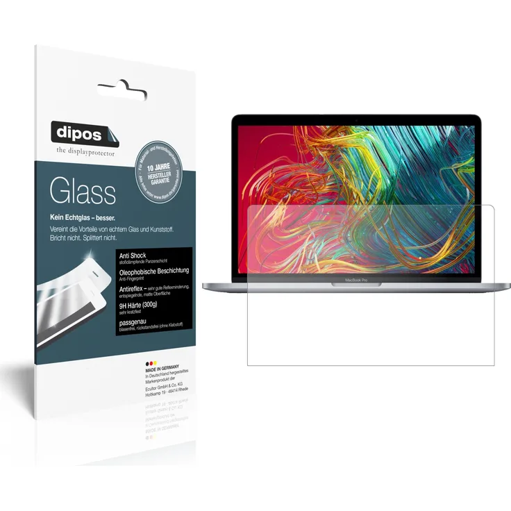 dipos 9H Panzerfolie matt kompatibel mit Apple MacBook Pro 13 Zoll (2020) Schutzfolie Displayschutz-Folie