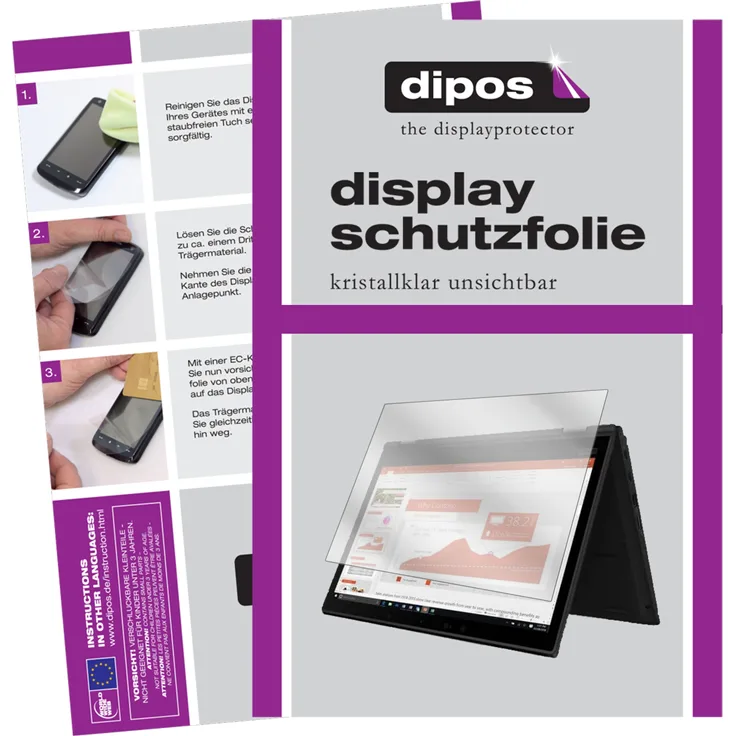 dipos 2x Schutzfolie klar kompatibel mit Lenovo Yoga x390 13.3 Zoll Folie Displayschutzfolie