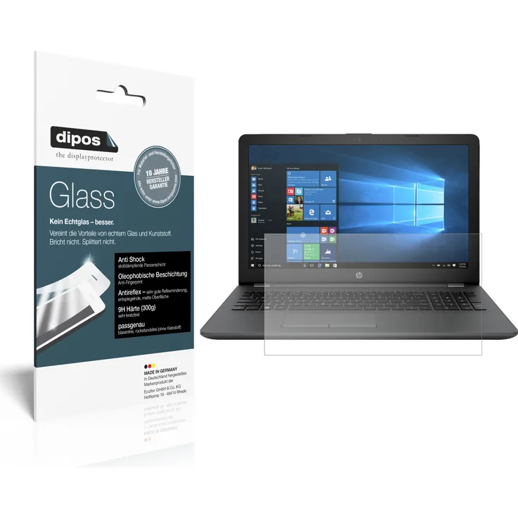 dipos 2x Panzerfolie matt kompatibel mit HP 250 G6 15.6 Zoll Schutzfolie 9H Displayschutz-Folie