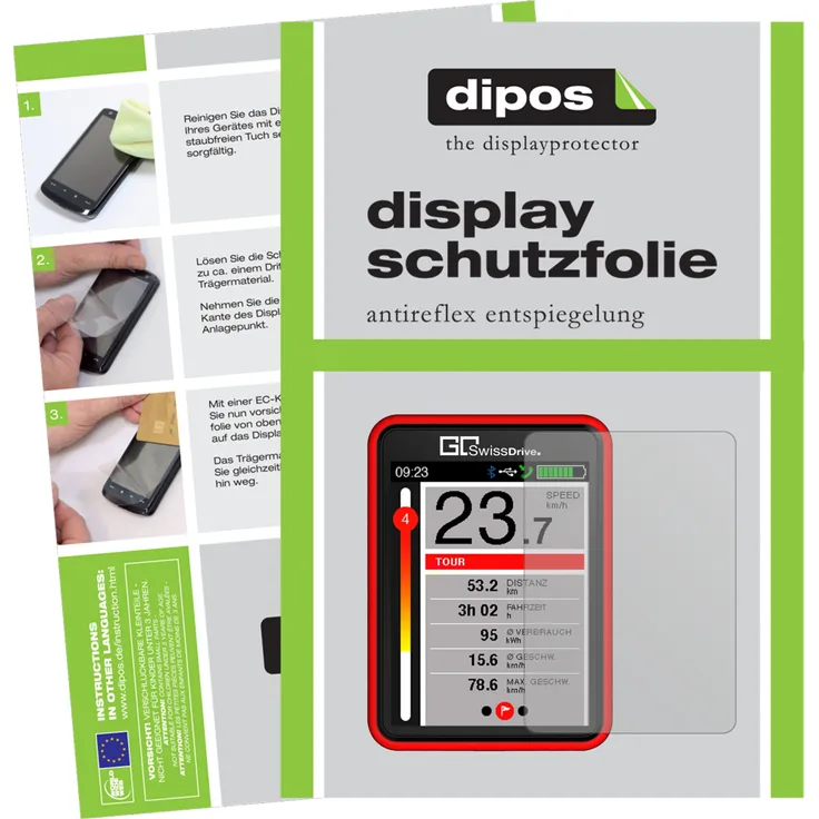 dipos 6x Schutzfolie matt kompatibel mit Go SwissDrive Evo (E-Bike Display) Folie Displayschutzfolie