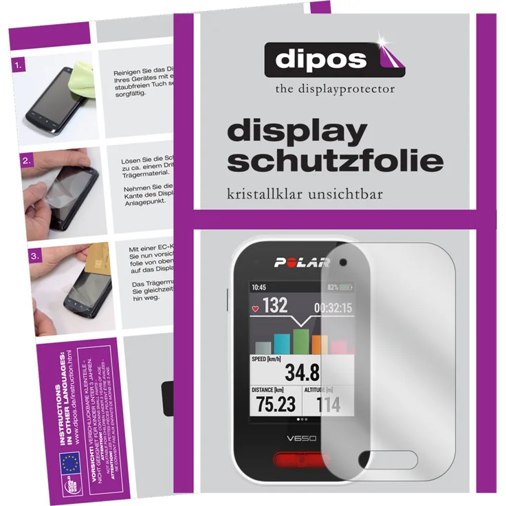 dipos 6x Schutzfolie klar kompatibel mit Polar V650 Folie Displayschutzfolie