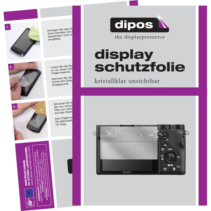 dipos 6x Schutzfolie klar kompatibel mit Sony Alpha 6500 Folie Displayschutzfolie
