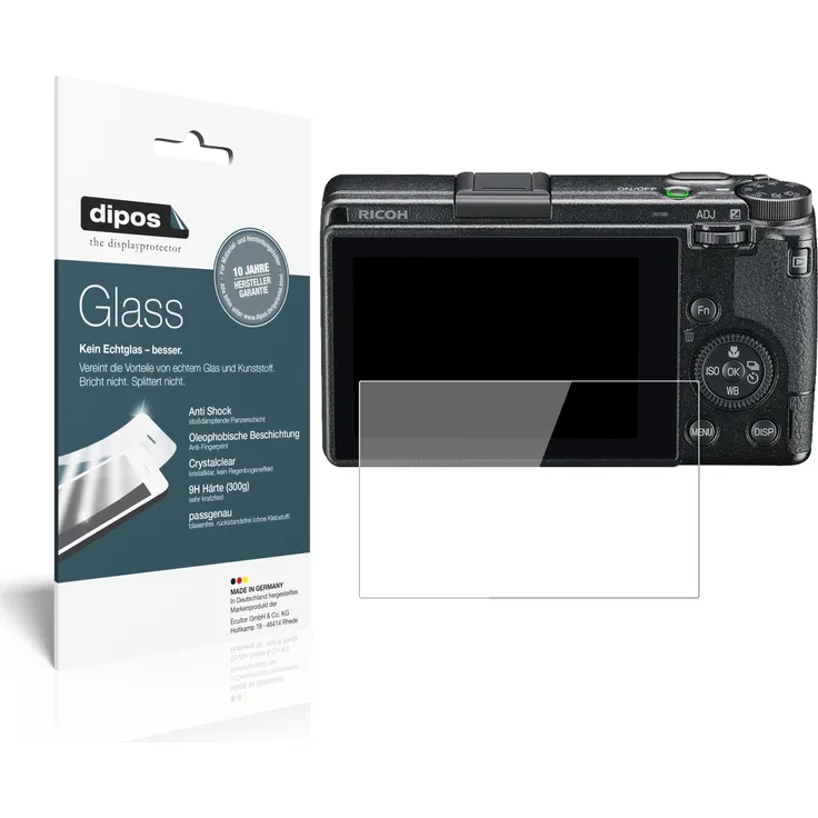 dipos 2x Panzerfolie klar kompatibel mit Ricoh GR III Schutzfolie 9H Displayschutz-Folie