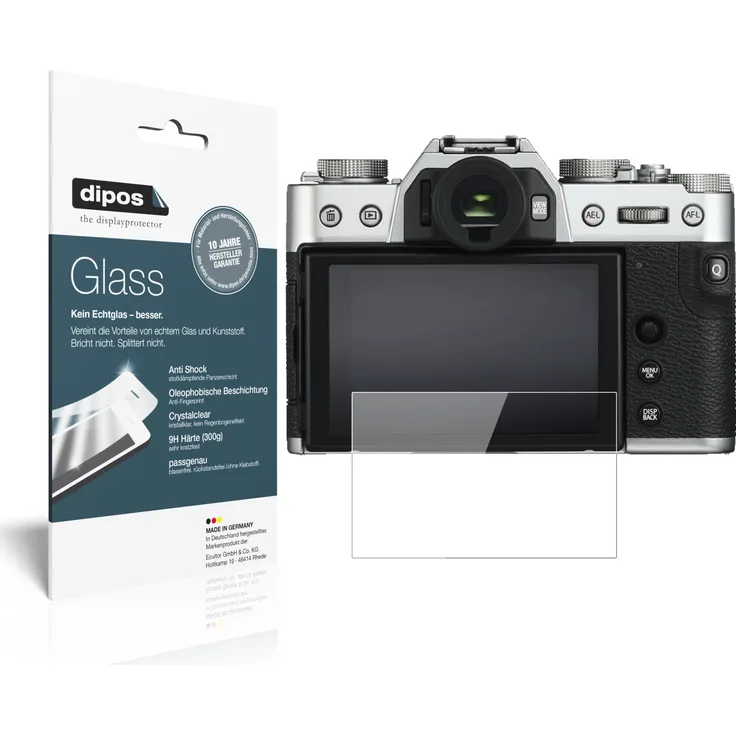 dipos 2x Panzerfolie klar kompatibel mit Fujifilm x-T30 Schutzfolie 9H Displayschutz-Folie