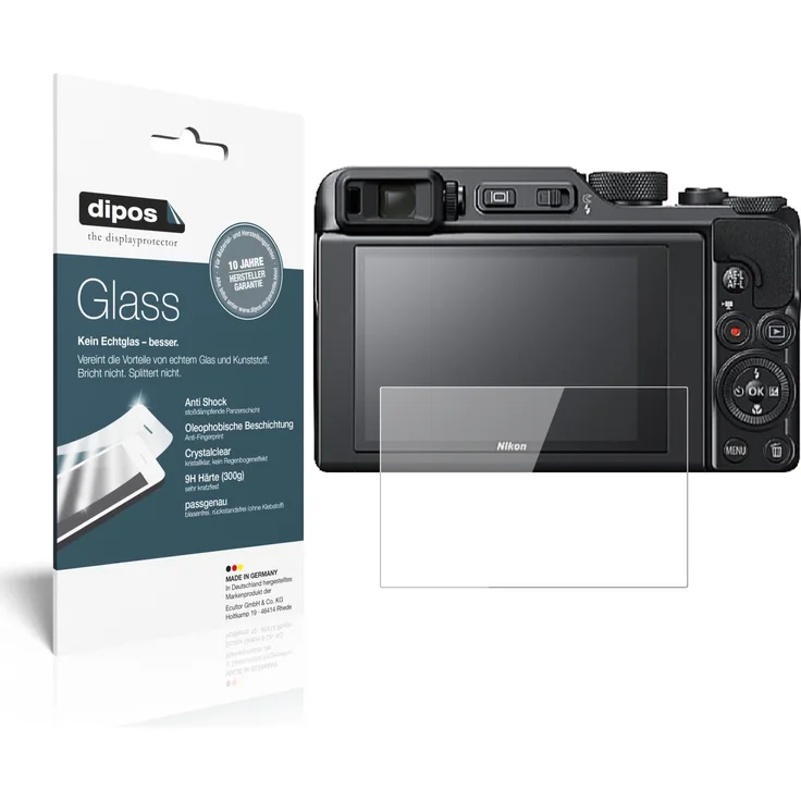 dipos 2x Panzerfolie klar kompatibel mit Nikon Coolpix A1000 Schutzfolie 9H Displayschutz-Folie