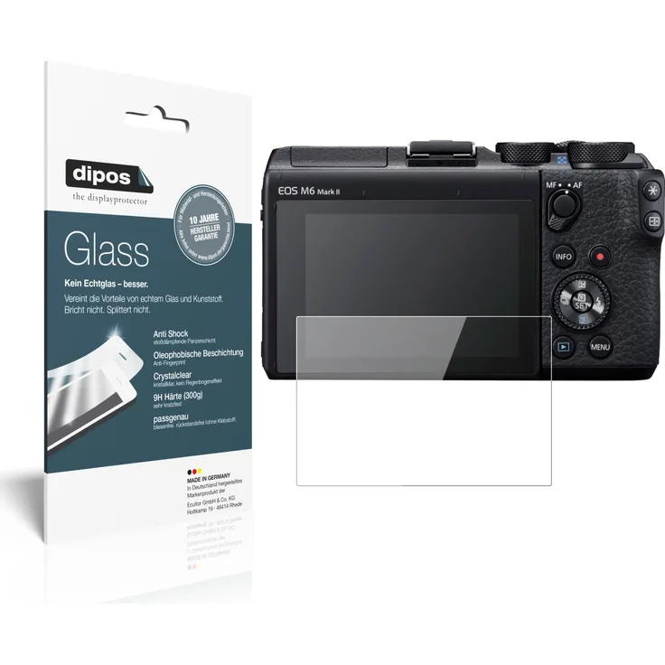 dipos 2x Panzerfolie klar kompatibel mit Canon EOS M6 Mark II Schutzfolie 9H Displayschutz-Folie