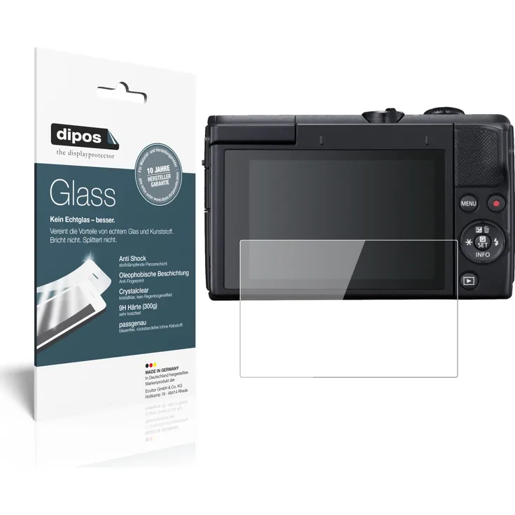 dipos 2x Panzerfolie klar kompatibel mit Canon EOS M200 Schutzfolie 9H Displayschutz-Folie