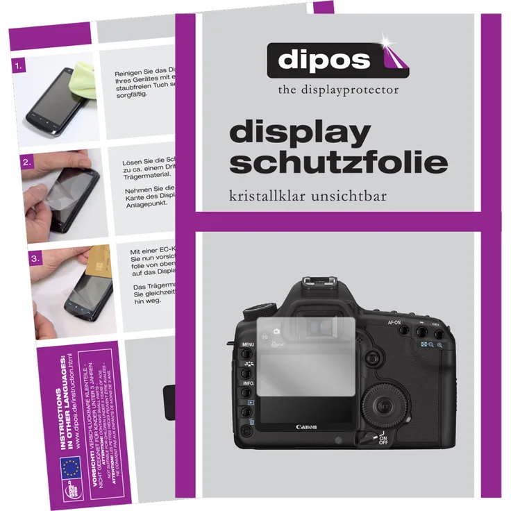 dipos Schutzfolie kompatibel mit Canon EOS 5D Mark II Displayschutz-Folie klar