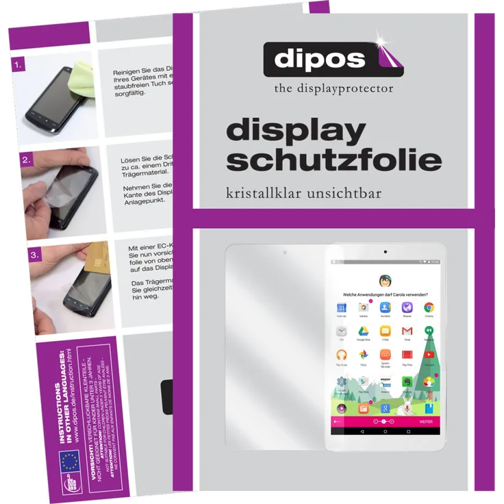 dipos 2x Schutzfolie klar kompatibel mit Telekom Tablet Puls Folie Displayschutzfolie