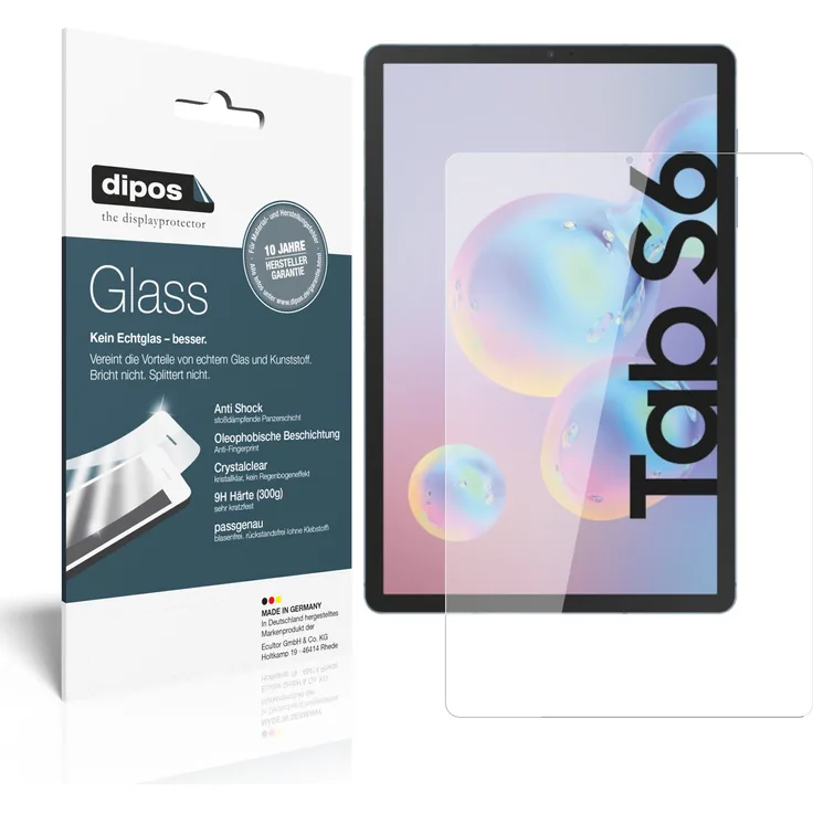 dipos 2x Panzerfolie klar kompatibel mit Samsung Galaxy Tab S6 Schutzfolie 9H Displayschutz-Folie