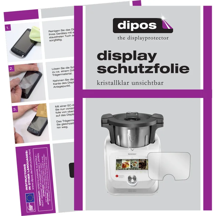 dipos Schutzfolie kompatibel mit SilverCrest Monsieur Cuisine Connect Displayschutz-Folie klar