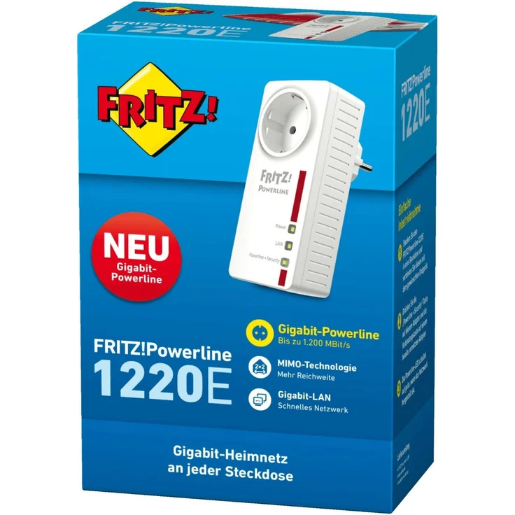 FRITZ! Powerline 1220E 1200 Mbit-s Eingebauter Ethernet-Anschluss Weiß 1 Stück(e) (20002738) – Bild 5