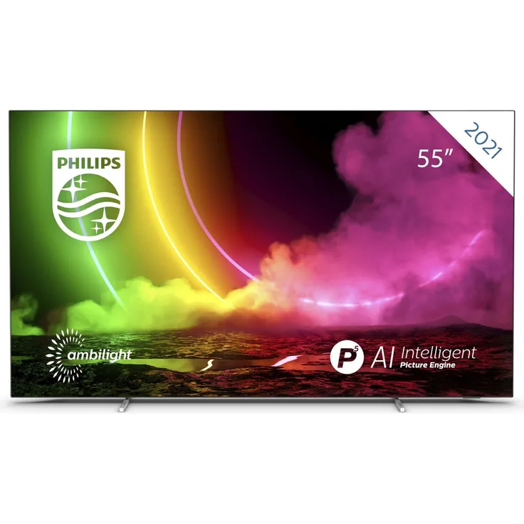 Philips 55OLED806-12 139 cm (55 Zoll) OLED Smart TV (Ultra HD, HDR, OLED) HD-Triple-Tuner (Sat, Antenne, Kabel) Modelljahr 2021 Energieklasse G (DE-Modell)