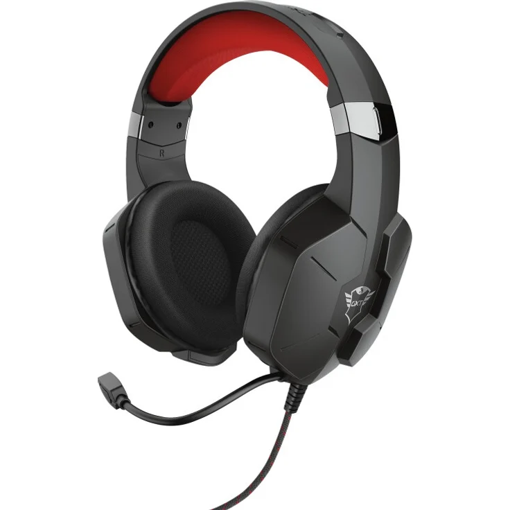 Trust GXT 323 Carus Over Ear Kopfhörer kabelgebunden (Schwarz, Rot) – Bild 2