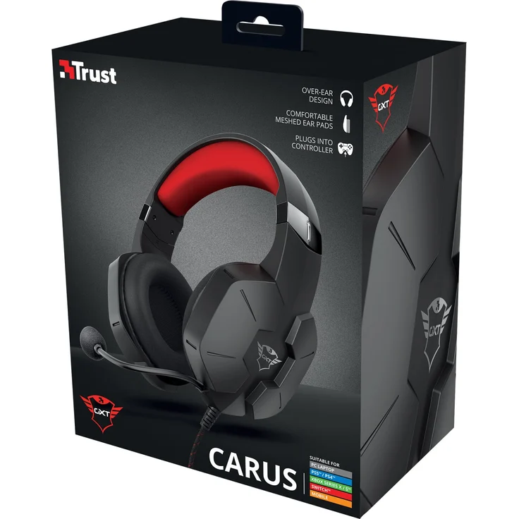 Trust GXT 323 Carus Over Ear Kopfhörer kabelgebunden (Schwarz, Rot) – Bild 9