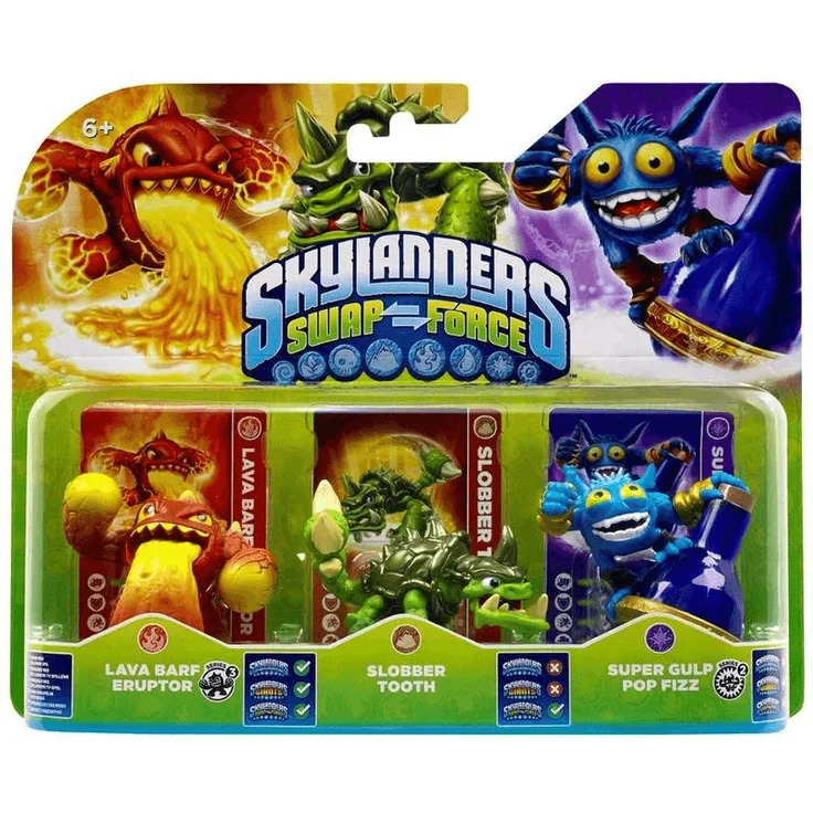 Activision Skylanders: Swap Force Figur Lava Barf Eruptor + Slobber Tooth + Super Gulp Pop Fizz 