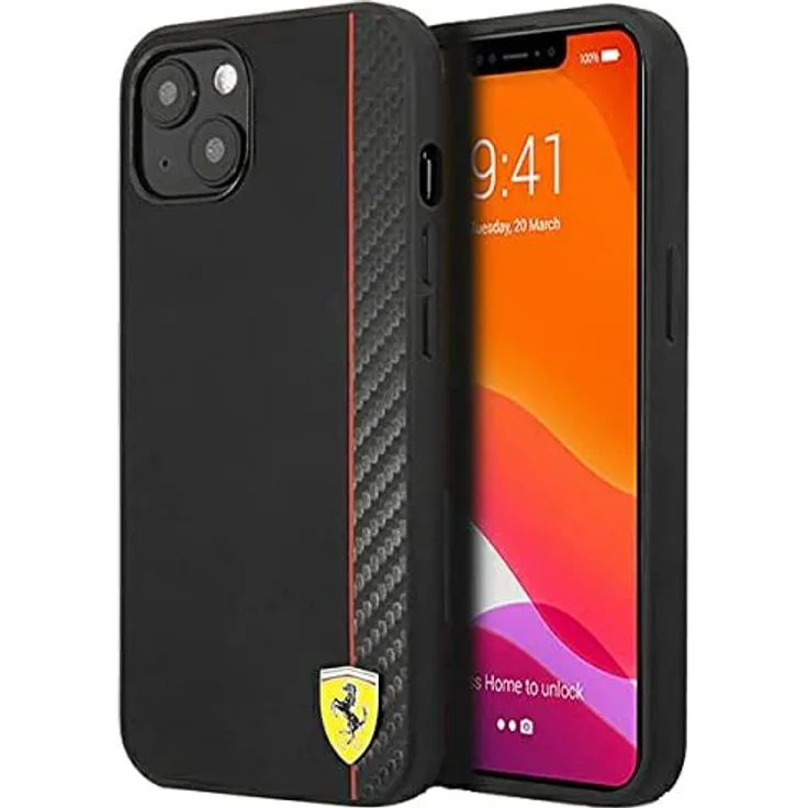 Ferrari On Track Carbon Stripe Hardcase - iPhone 13 mini - Schwarz - Cover Schutzhülle (FESAXHCP13SBK)