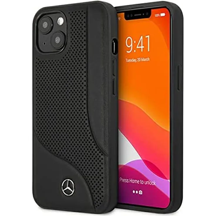 Mercedes-Benz Leather Perforated Area Hardcase - iPhone 13 Mini - Schwarz - Schutzhülle Cover Leder (MEHCP13SCDOBK)