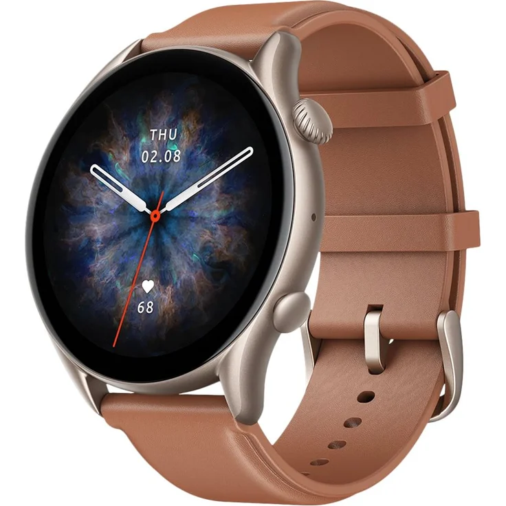 Amazfit GTR 3 Smartwatch Unisex, 46mm, Aluminiumgehäuse, Lederarmband, Brown Leather – Bild 3