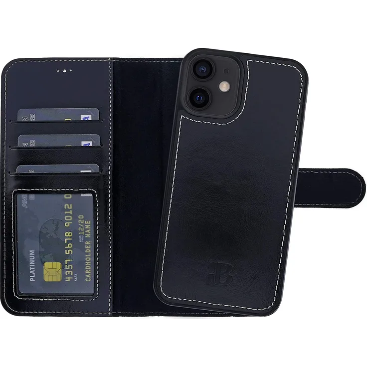 BURKLEY Apple iPhone 13 Handyhülle - Magic Wallet - mit abnehmbarer Schutzhülle in Schwarz