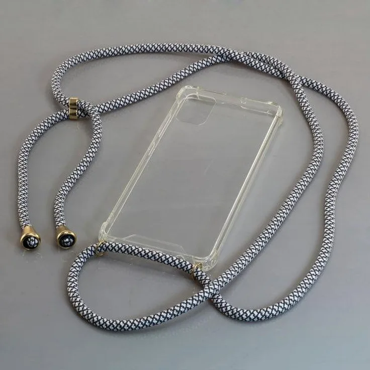 OTB TPU Strap - Necklace Case für Samsung Galaxy A51 - mit Kordel grau-weiß