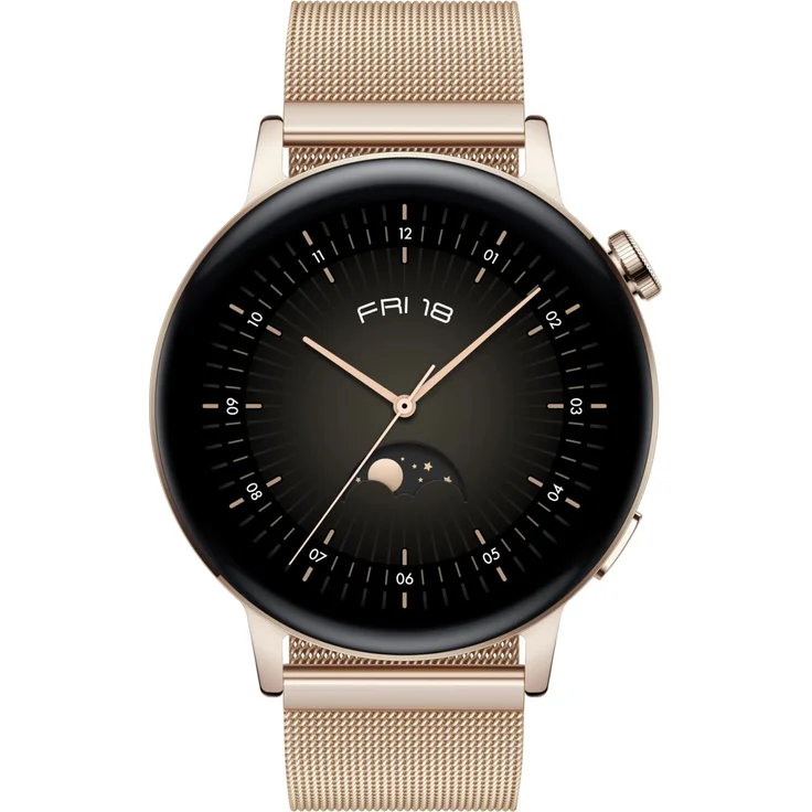 Huawei Watch GT3 Smartwatch GPS, Unisex, 42mm, Melanaisearmband, Goldfarben – Bild 2