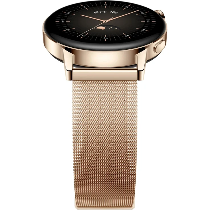 Huawei Watch GT3 Smartwatch GPS, Unisex, 42mm, Melanaisearmband, Goldfarben – Bild 5
