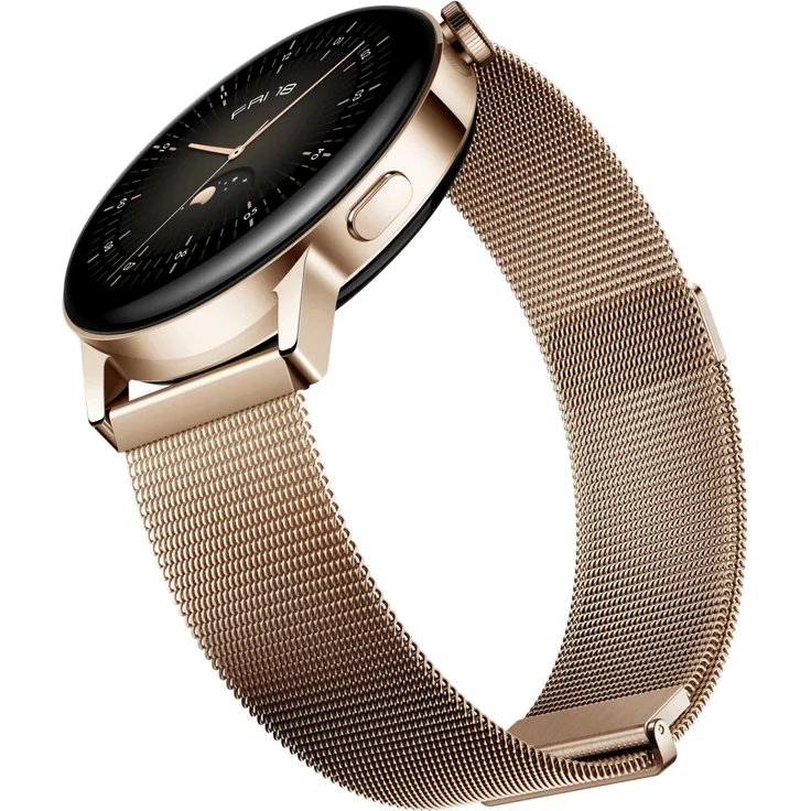Huawei Watch GT3 Smartwatch GPS, Unisex, 42mm, Melanaisearmband, Goldfarben – Bild 3
