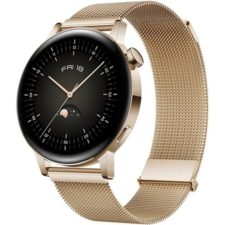 Huawei Watch GT3 Smartwatch GPS, Unisex, 42mm, Melanaisearmband, Goldfarben – Bild 6