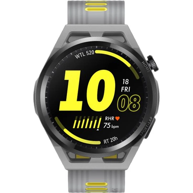 Huawei Watch GT Runner Smartwatch GPS, Unisex, 46mm, Keramikgehäuse, Kunststoffarmband, Grau/Gelb – Bild 3