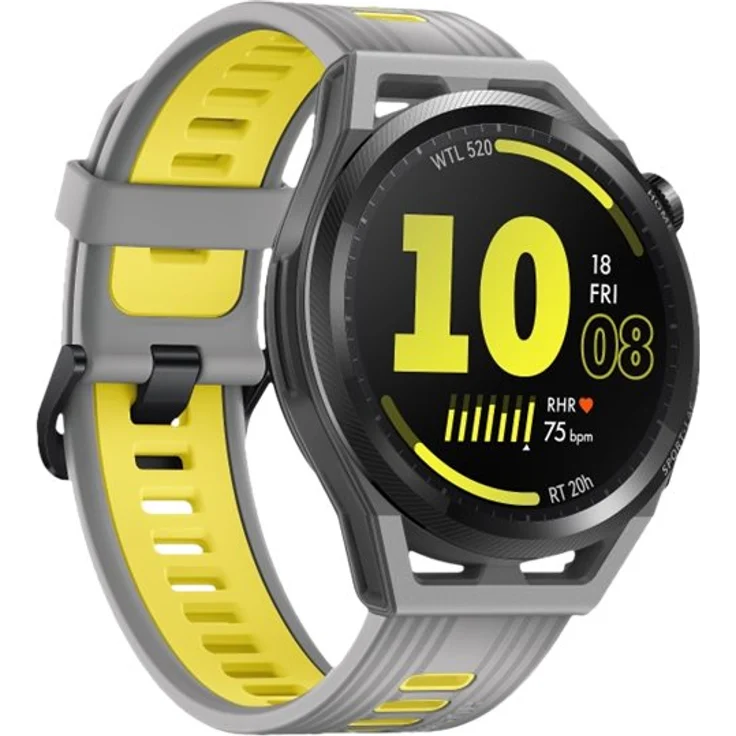 Huawei Watch GT Runner Smartwatch GPS, Unisex, 46mm, Keramikgehäuse, Kunststoffarmband, Grau/Gelb – Bild 6