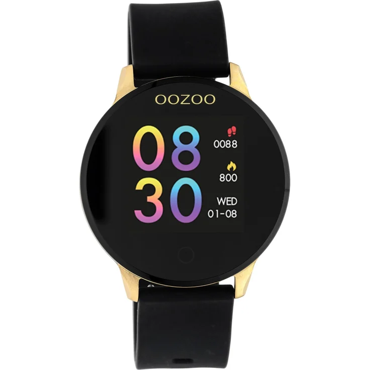 Oozoo Smartwatch Smartwatch Unisex, 43mm, Metallgehäuse, Silikonarmband, Gold/Black – Bild 1