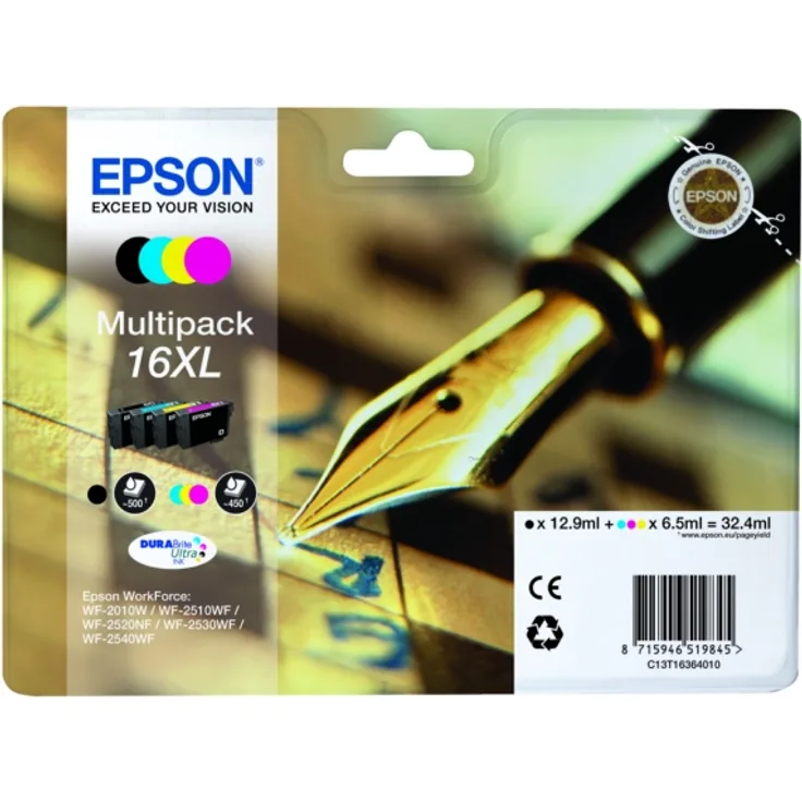 Epson 16XL / C 13 T 16364022 Tintenpatrone schwarz cyan magenta yellow original