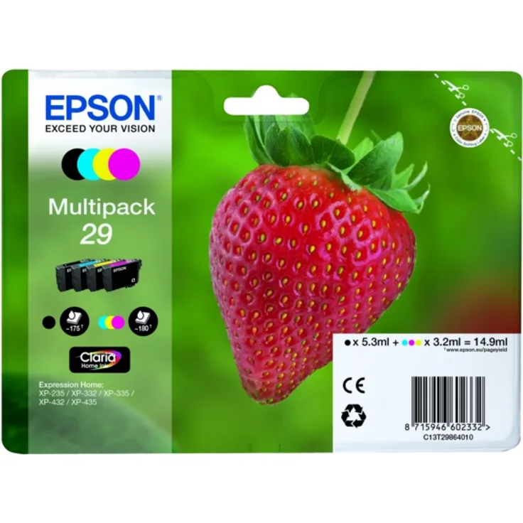 Epson 29 / C 13 T 29864012 Tintenpatrone schwarz cyan magenta yellow original