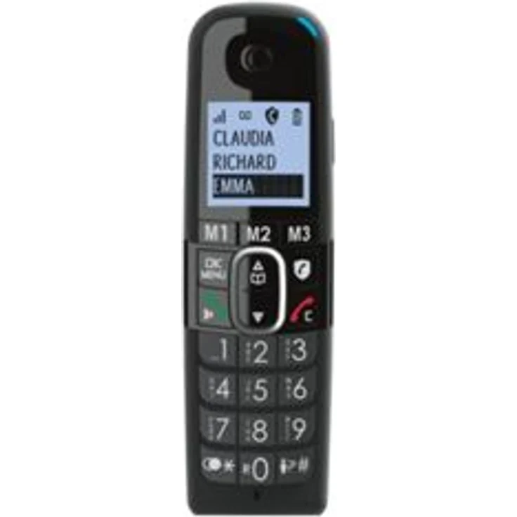 Amplicomms BigTel 1502 DECT-Mobilteil, Freisprechen, für Hörgeräte kompatibel, Wahlwiederholung, LED-Display, schwarz (ATL1423334) – Bild 2