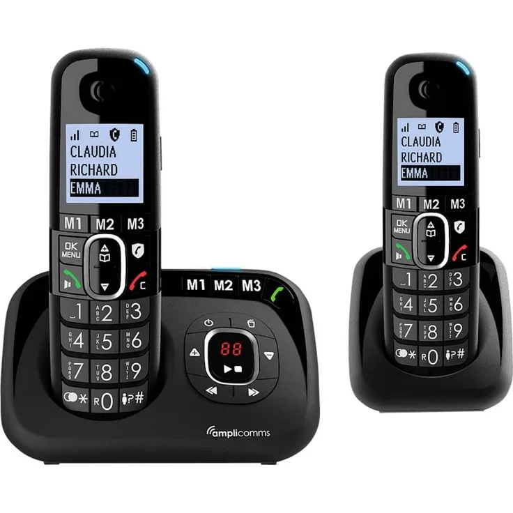 Amplicomms BigTel 1582 DECT-Mobilteil, Freisprechen, für Hörgeräte kompatibel, Wahlwiederholung, Anrufbeantworter, schwarz (ATL1423358)