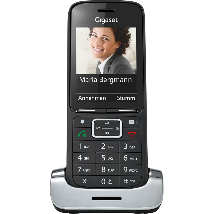 Gigaset Premium 300HX Schnurloses Design-Telefon zum Anschluss an vorhandene DECT-Basis, Mobilteil mit Ladeschale, klares Farbdisplay, großes Adressbuch, exzellente Sprachqualität, schwarz (40-49-0967) – Bild 1