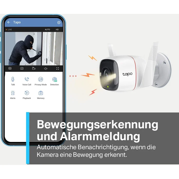 TP-Link Tapo C320WS Überwachungskamera Außen, WLAN IP Kamera, 4MP Hochauflösung, 30m Vollfarb-Nachtsicht, Bewegungserkennung, IP66 wasserdicht, Alarmmeldung, Zwei Wege Audio, kompatibel mit Amazon Alexa & Google Assistant – Bild 4