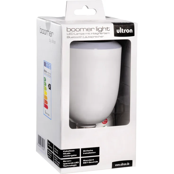 Ultron Aktivbox ultron boomer light weiss bluetooth m. LED LampeE27