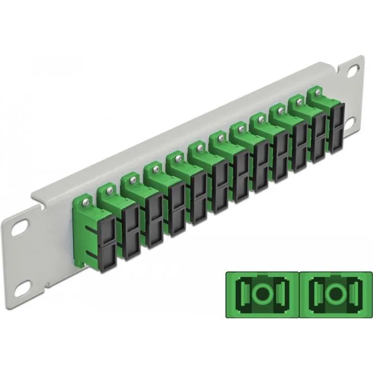 Delock - Patch Panel - Rack montierbar - SC Duplex SM X 12 - Grau, grün - 1U - 25,4 cm (10'') (66792)