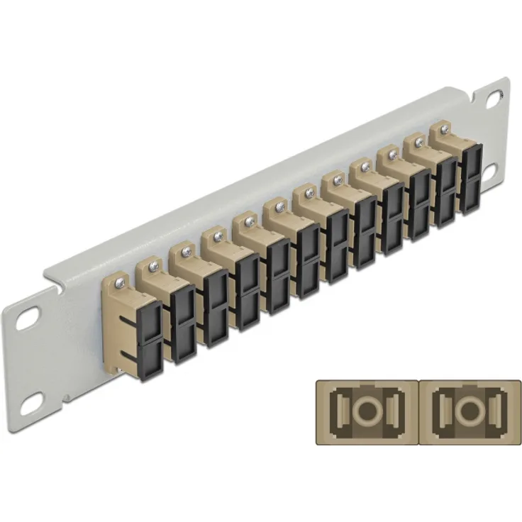 Delock - Patch Panel - Rack montierbar - SC Duplex MM X 12 - Grau, beige - 1U - 25,4 cm (10'') (66793)