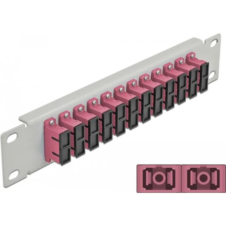 Delock - Patch Panel - SC Duplex MM X 12 - Grau - 1U - 25,4 cm (10'') (66795)