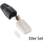 RJ45 Netzwerkstecker Cat.6A, geschirmt, für Cat.7, Cat.6A, Cat.6 Kabel, inkl. Zugentlastung, 50 Stück